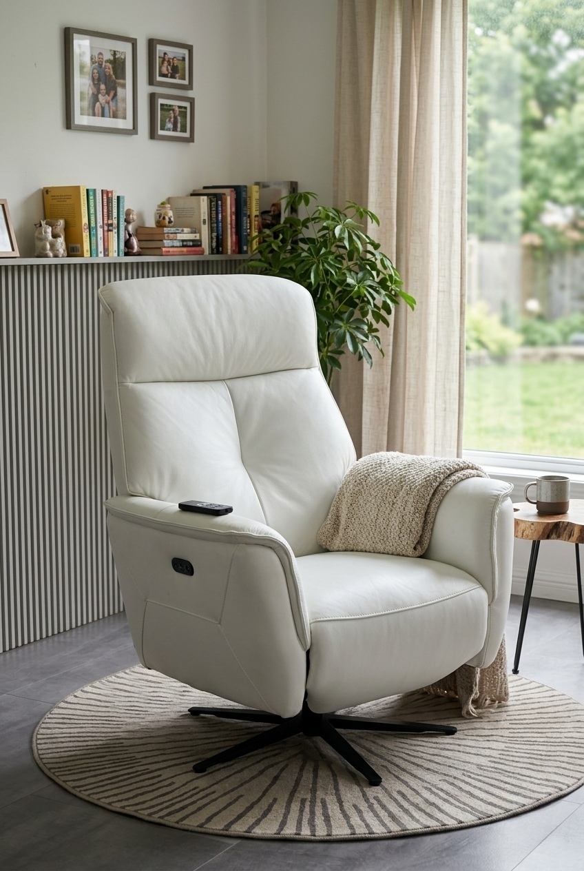 Curating Modern Warmth with the Genuine Leather Power Swivel Recliner
