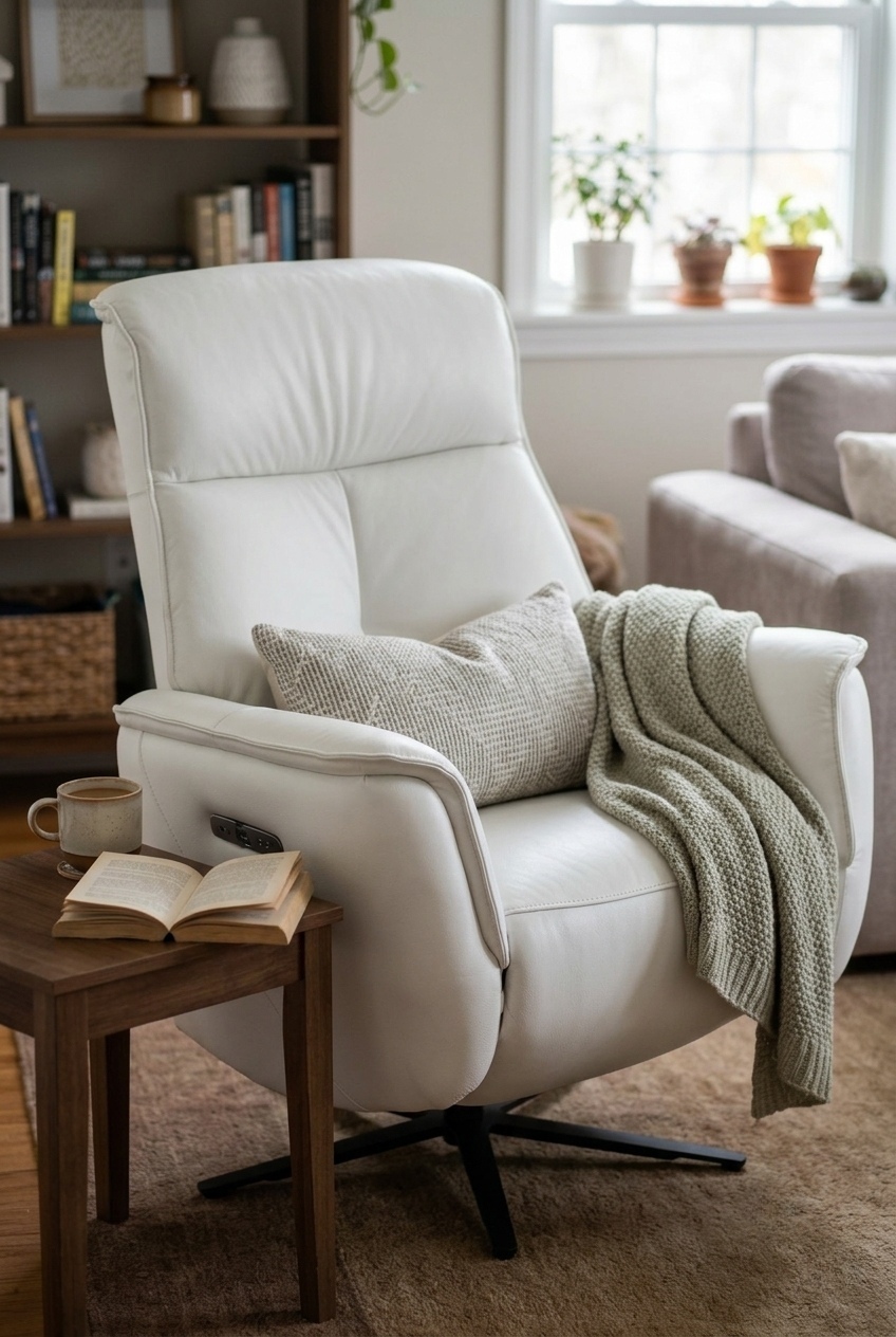 Curating Modern Warmth with the Genuine Leather Power Swivel Recliner