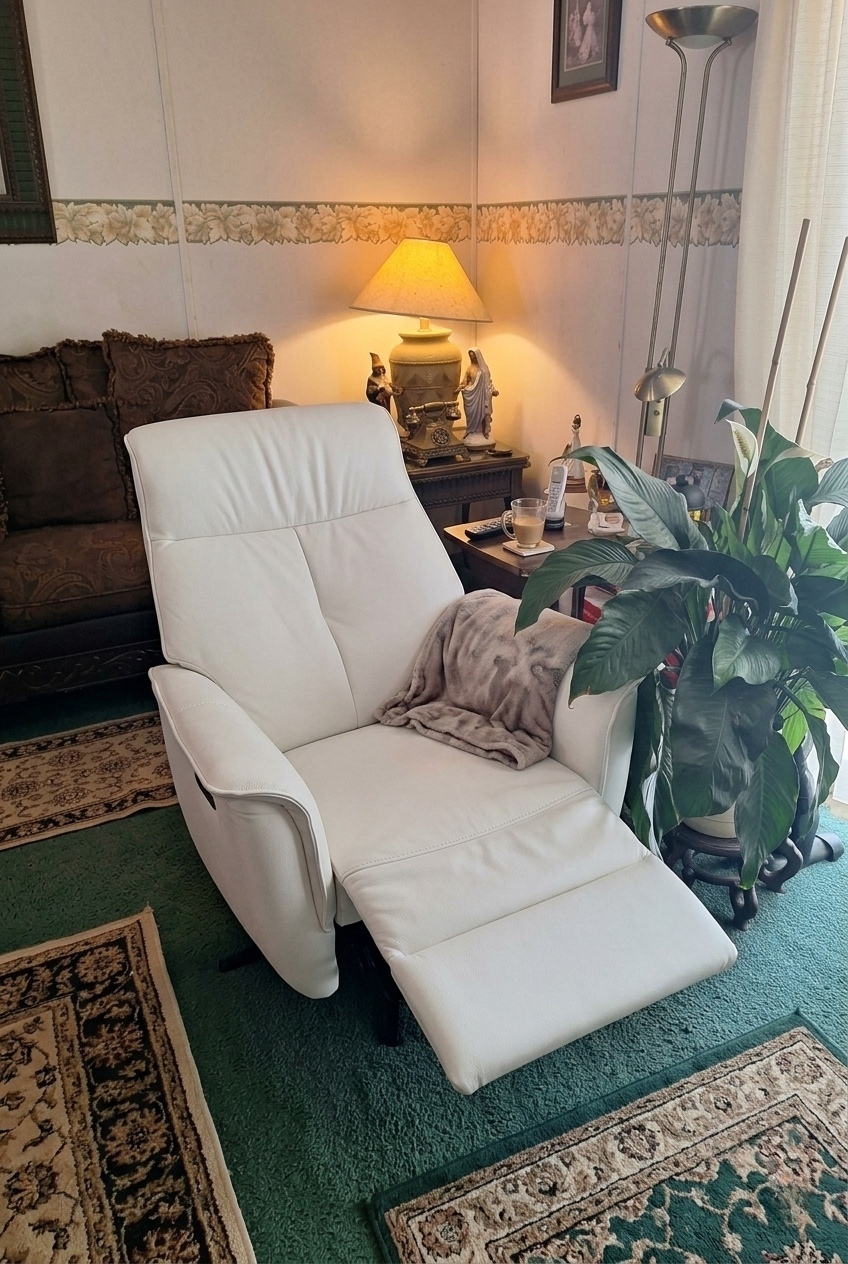 Curating Modern Warmth with the Genuine Leather Power Swivel Recliner