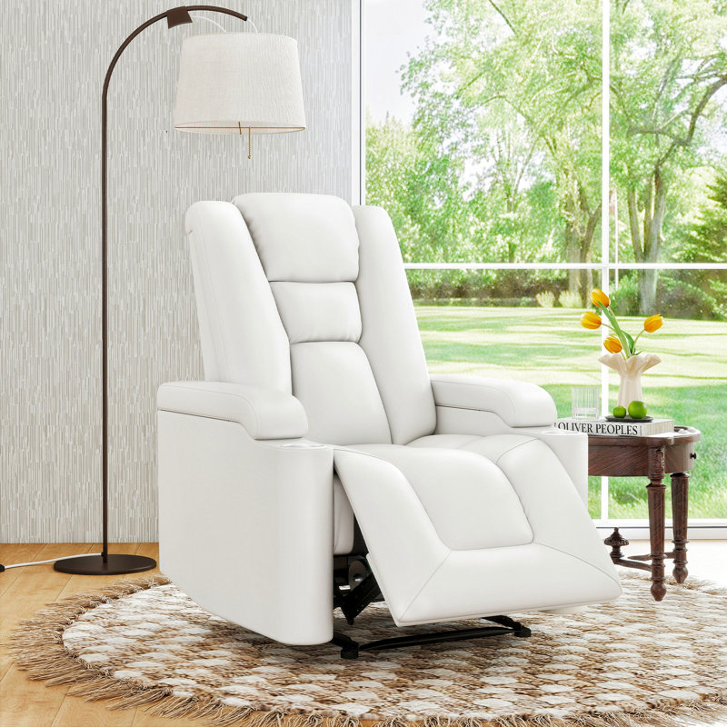 Red Barrel Studio Keyaun 35 Wide Modern And Soft Vegan Leather Power Recliner With Cup Holder And Usb Port W005259577