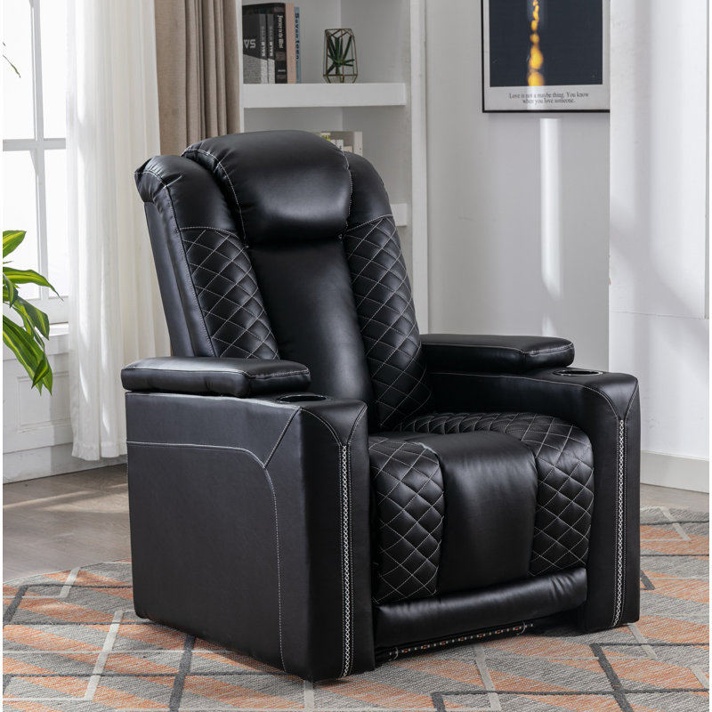 Red Barrel Studio 354 Wide Modern Breathable Leather Electric Power Recliner With Usb Port And Cup Holders W010749441