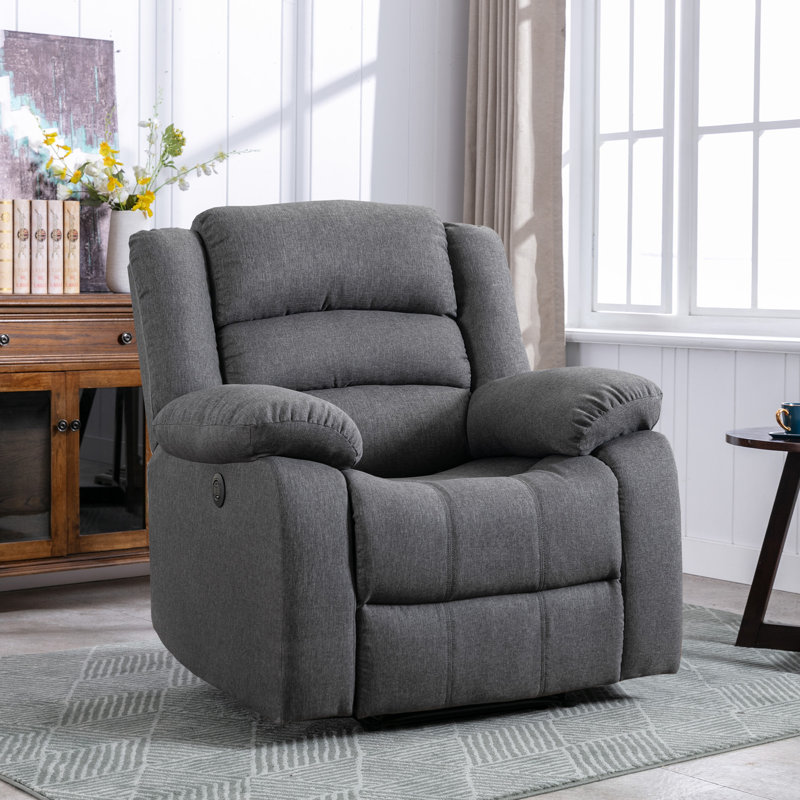 Latitude Run 371 Wide Modern And Super Soft Overstuffed Power Standard Recliner With Padded Armrest W011218909