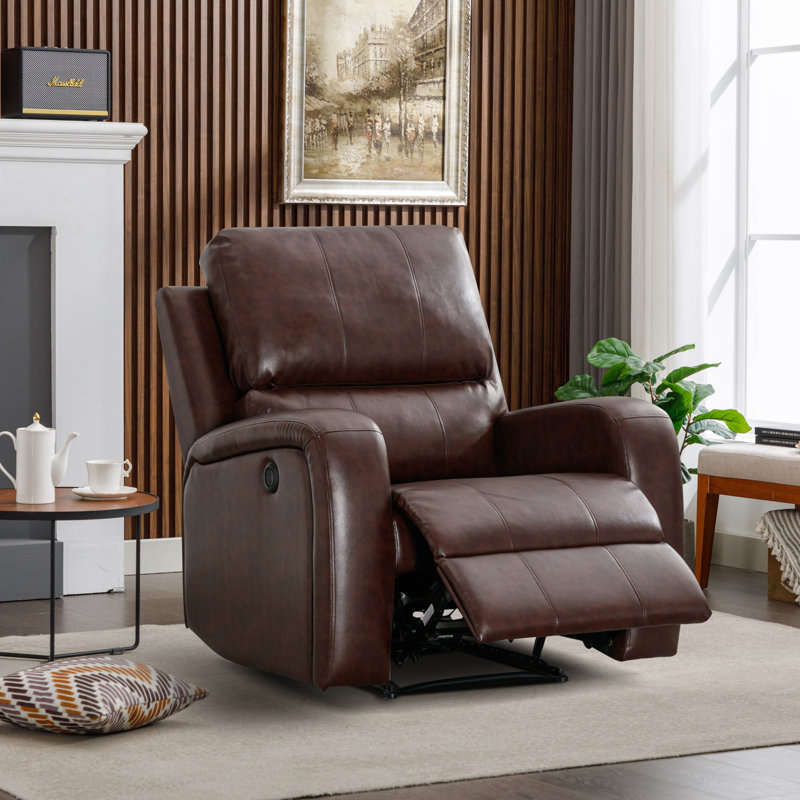 Latitude Run Bucklebury 358 Wide Modern Vegan Leather Electric Power Recliner With Usb Charge Port W100249298