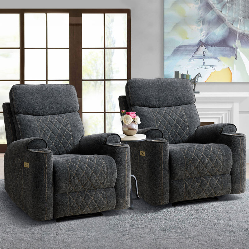 Latitude Run Burhamedin 388 Wide Classic And Soft Chenille Power Standard Recliner With Cup Holder And Usb Port W100451191