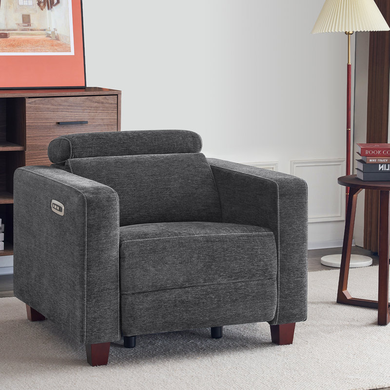 Latitude Run Cabrero Wall Hugger Power Recliner High Leg Recliner With Adjustable Headrest Fabric Upholstered W110061731