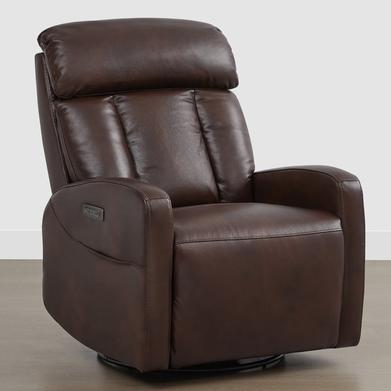 Latitude Run Genuine Leather Triple Motor Glider Swivel Rocker Power Recliner With Power Headrest And Power Lumbar Support W112744497