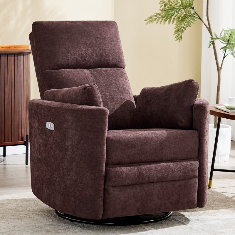 Ebern Designs Power Swivel Rocking Recliner Chair With Adjustable Pillows W113394498